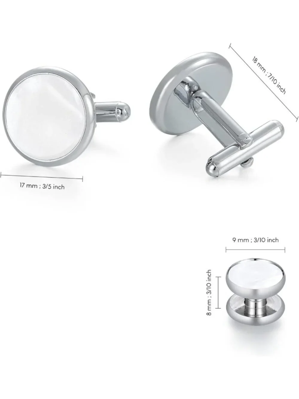 Classic Men's Tuxedo Shirt & Cufflink Set - Mother-of-Pearl Button, Formal Wear